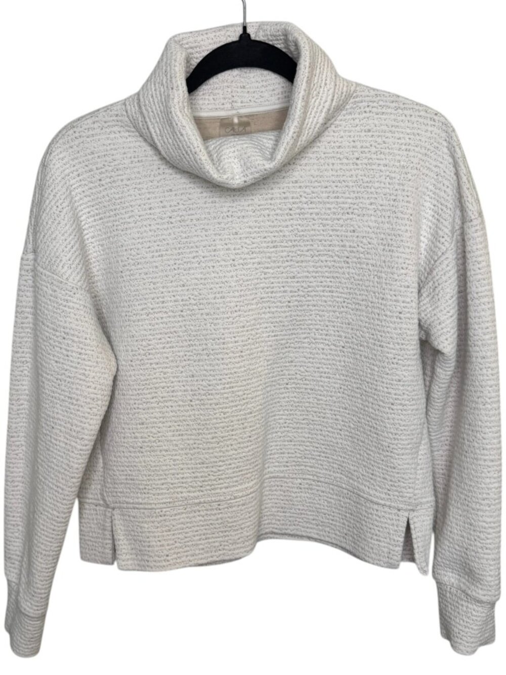 CALIA Long Sleeve Textured Cropped Sweater -Off White / Cream Size S